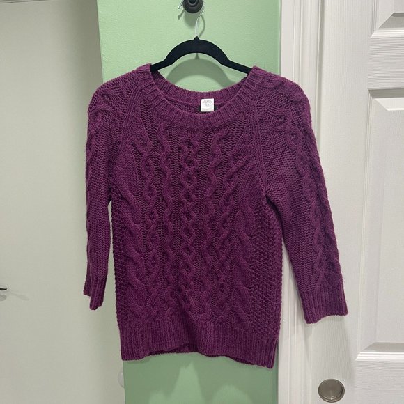 J Crew 3/4 Sleeve Superfine Alpaca Merino Wool Cable Knit Sweater - Picture 1 of 4